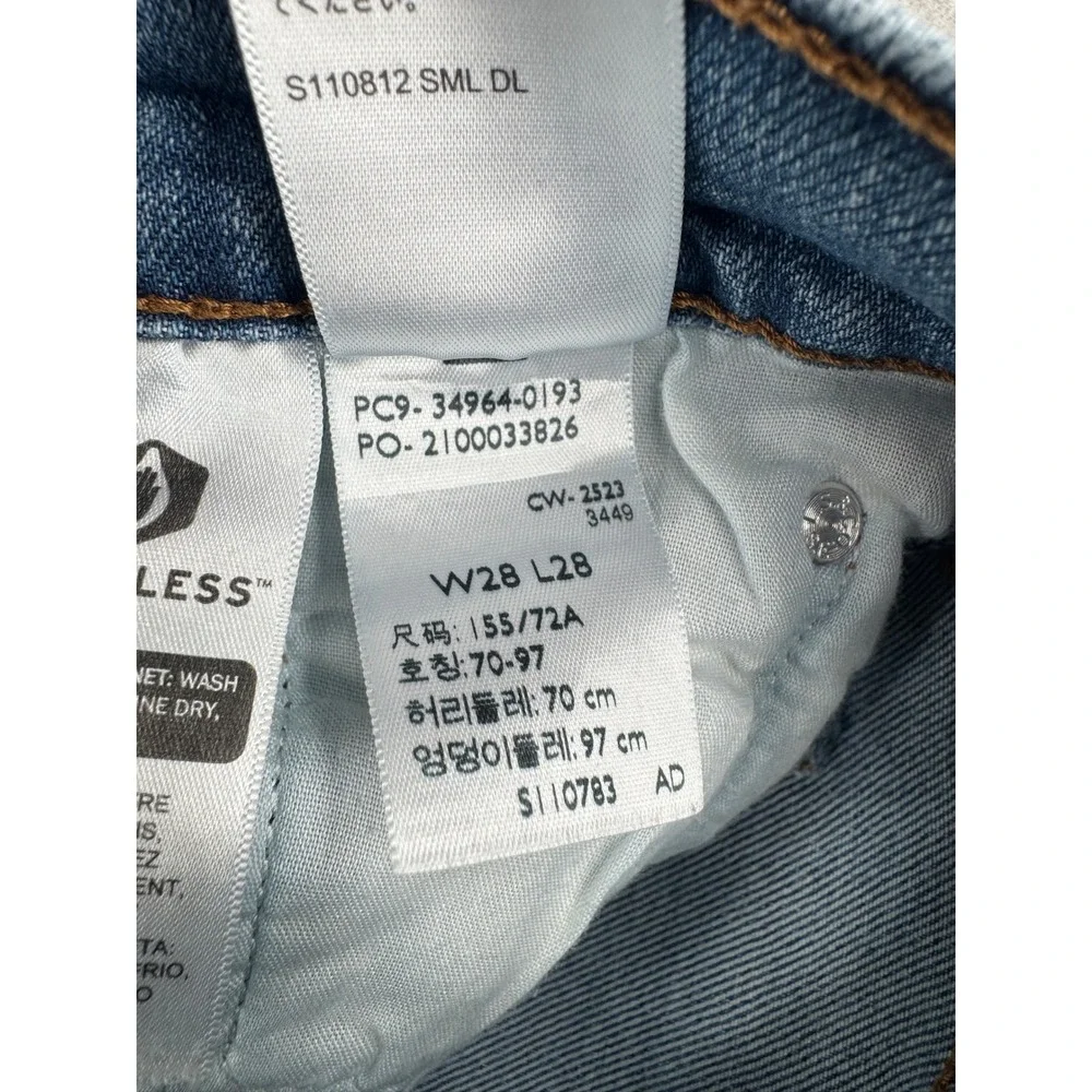 Levis Wedgie Straight High Rise Jeans Medium Wash Raw Hem Womens 28 (28x27) Blue